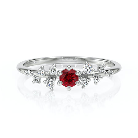 Solitaire accompagné rubis et diamant Pluie d’étoiles - 8