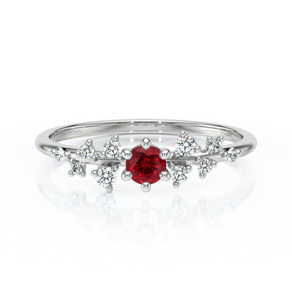 Solitaire accompagné rubis et diamant Pluie d’étoiles - 8