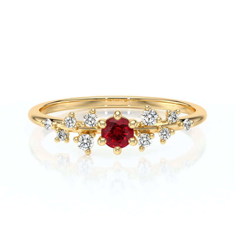 Solitaire accompagné rubis et diamant Pluie d’étoiles - 8