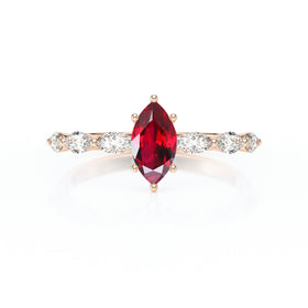 Solitaire accompagné rubis diamant Solstice - 1