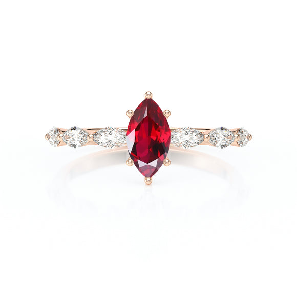 Solitaire accompagné rubis diamant Solstice - 1