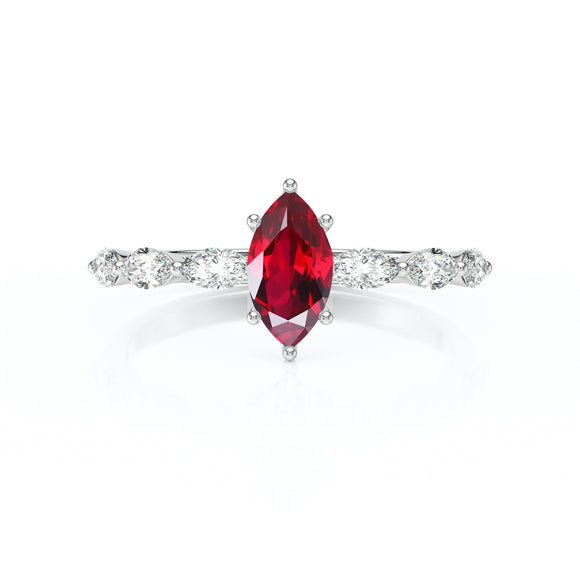Solitaire accompagné rubis diamant Solstice - 1