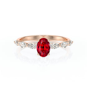 Solitaire accompagné rubis diamant Solstice - 2