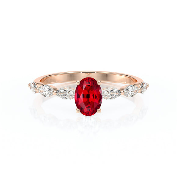 Solitaire accompagné rubis diamant Solstice - 2