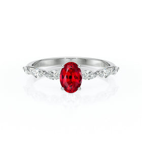 Solitaire accompagné rubis diamant Solstice - 2
