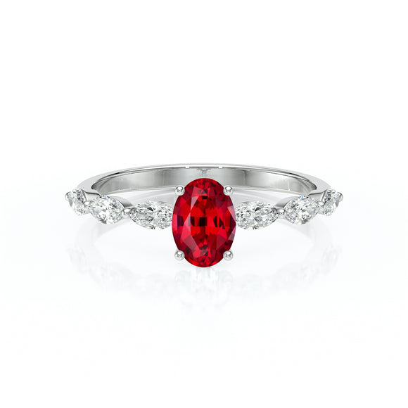 Solitaire accompagné rubis diamant Solstice - 2