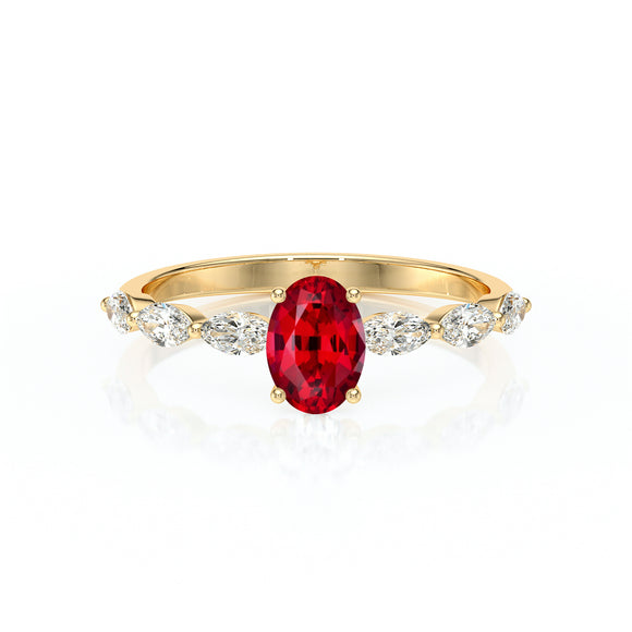 Solitaire accompagné rubis diamant Solstice - 2