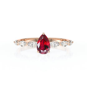 Solitaire accompagné rubis diamant Solstice - 3