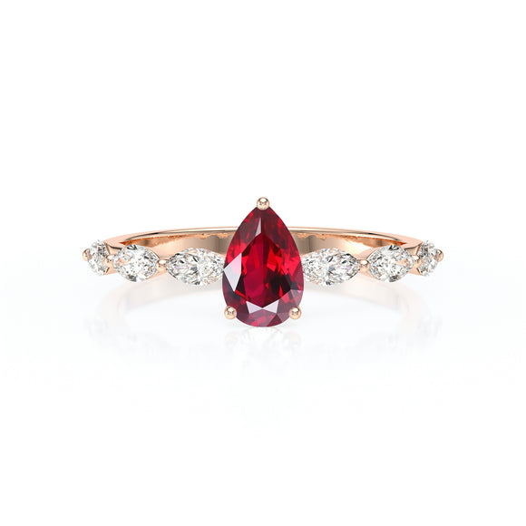 Solitaire accompagné rubis diamant Solstice - 3