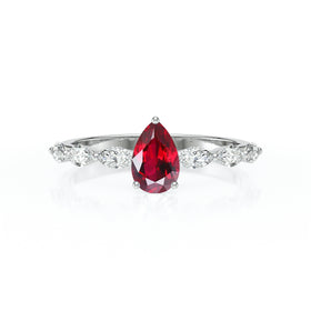 Solitaire accompagné rubis diamant Solstice - 3