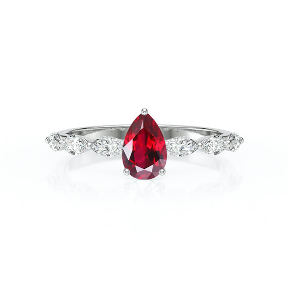 Solitaire accompagné rubis diamant Solstice - 3