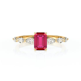 Solitaire accompagné rubis diamant Solstice - 4