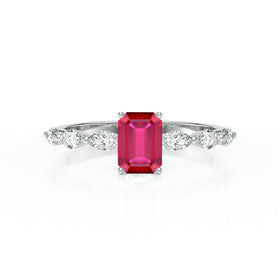Solitaire accompagné rubis diamant Solstice - 4