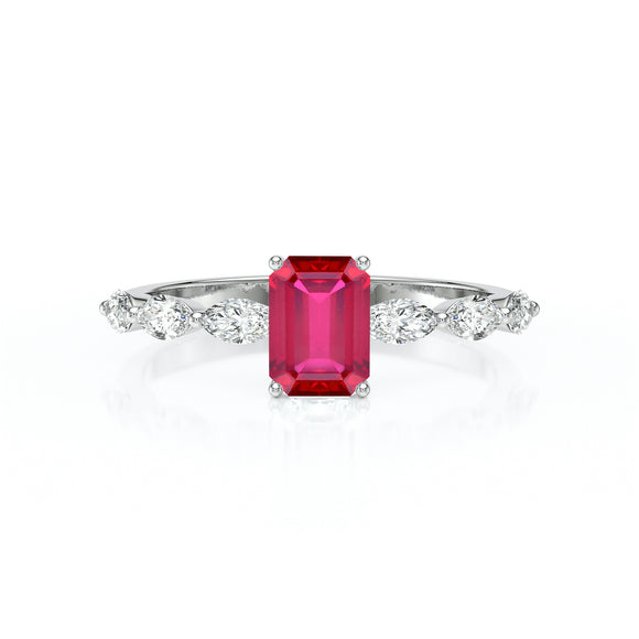 Solitaire accompagné rubis diamant Solstice - 4