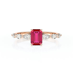 Solitaire accompagné rubis diamant Solstice - 4