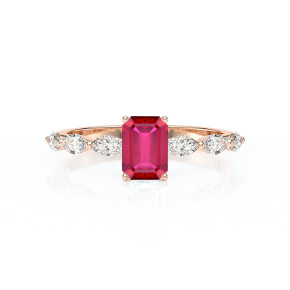 Solitaire accompagné rubis diamant Solstice - 4