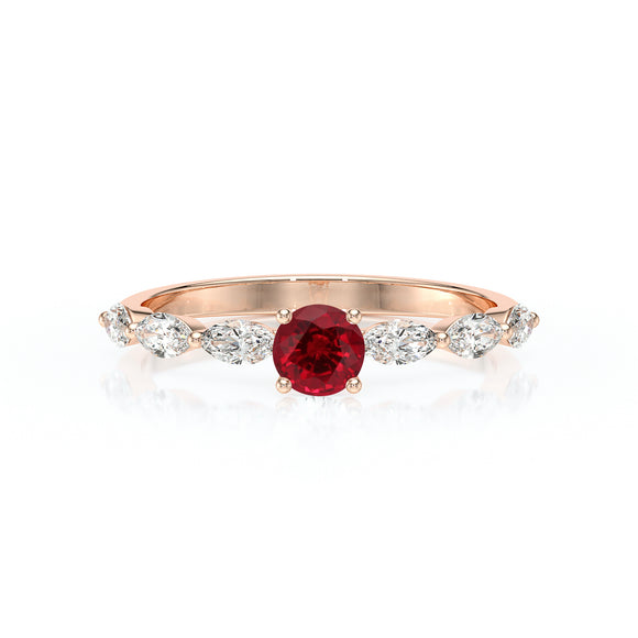 Solitaire accompagné rubis diamant Solstice - 5