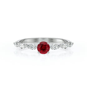 Solitaire accompagné rubis diamant Solstice - 5