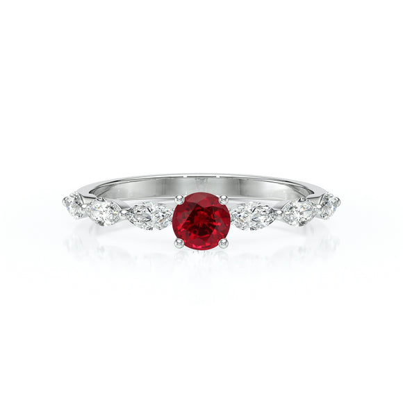 Solitaire accompagné rubis diamant Solstice - 5