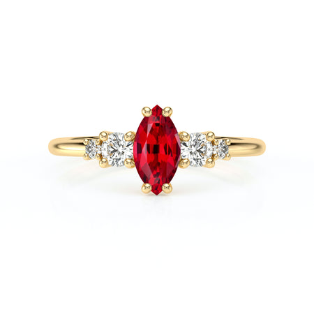Solitaire accompagné rubis et diamant Coucher de Soleil - 12