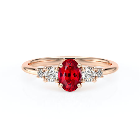 Solitaire accompagné rubis et diamant Coucher de Soleil - 13