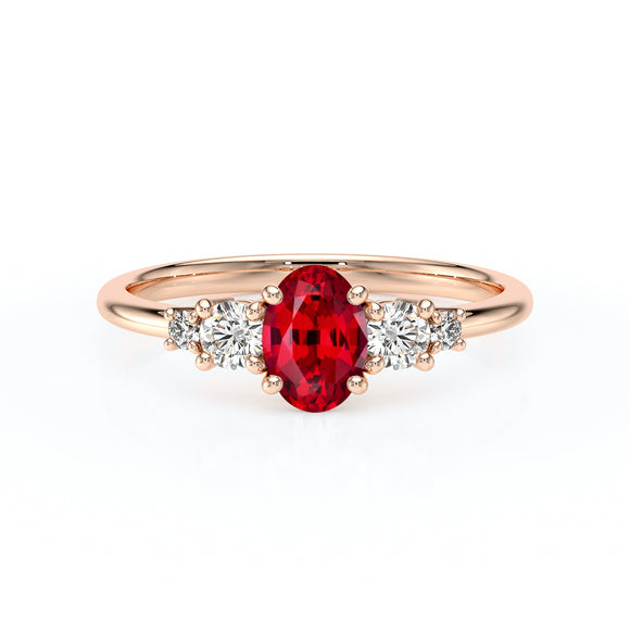 Solitaire accompagné rubis et diamant Coucher de Soleil - 13