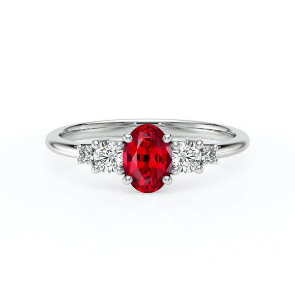 Solitaire accompagné rubis et diamant Coucher de Soleil - 13