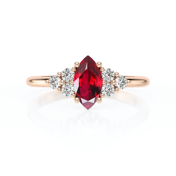 Solitaire accompagné rubis et diamant Divine Idylle - 11