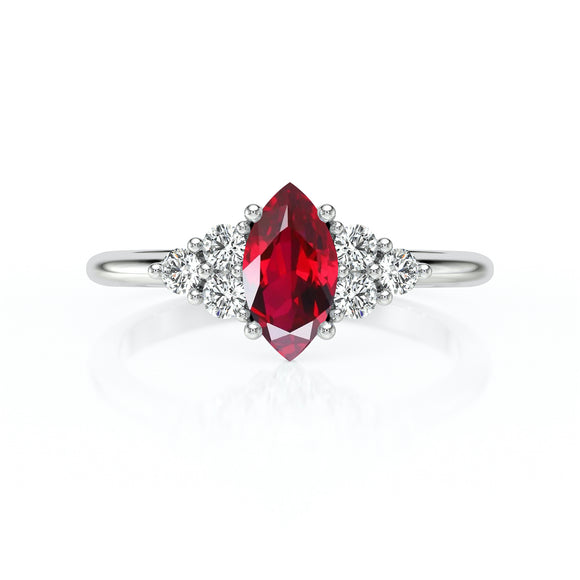 Solitaire accompagné rubis et diamant Divine Idylle - 11