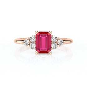 Solitaire accompagné rubis et diamant Divine Idylle - 12
