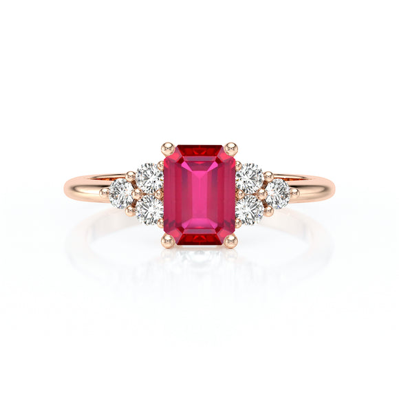 Solitaire accompagné rubis et diamant Divine Idylle - 12