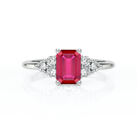 Solitaire accompagné rubis et diamant Divine Idylle - 12