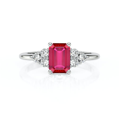 Solitaire accompagné rubis et diamant Divine Idylle - 12