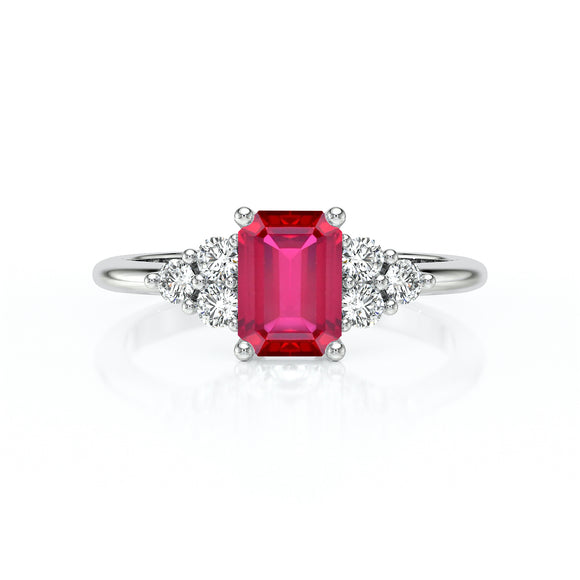 Solitaire accompagné rubis et diamant Divine Idylle - 12