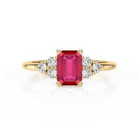 Solitaire accompagné rubis et diamant Divine Idylle - 12