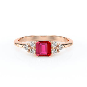 Solitaire accompagné rubis et diamant Divine Idylle - 25