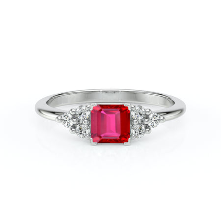 Solitaire accompagné rubis et diamant Divine Idylle - 25