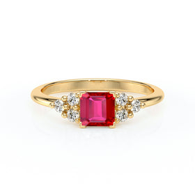 Solitaire accompagné rubis et diamant Divine Idylle - 25