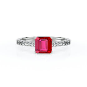 Solitaire accompagné rubis et diamant Divine Idylle - 27