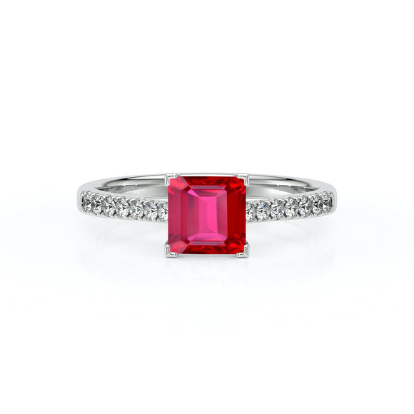 Solitaire accompagné rubis et diamant Divine Idylle - 27