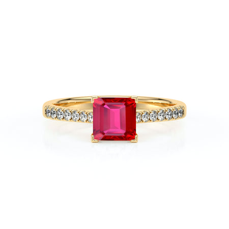 Solitaire accompagné rubis et diamant Divine Idylle - 27