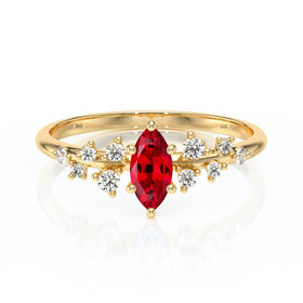 Solitaire accompagné rubis et diamant Pluie d'étoiles - 12