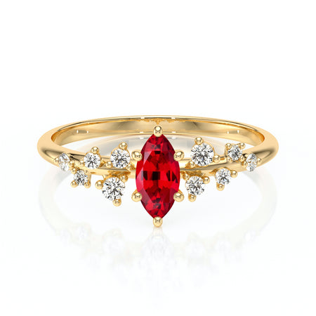 Solitaire accompagné rubis et diamant Pluie d'étoiles - 12