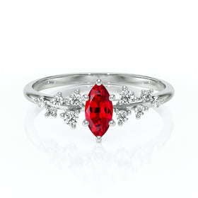 Solitaire accompagné rubis et diamant Pluie d'étoiles - 12
