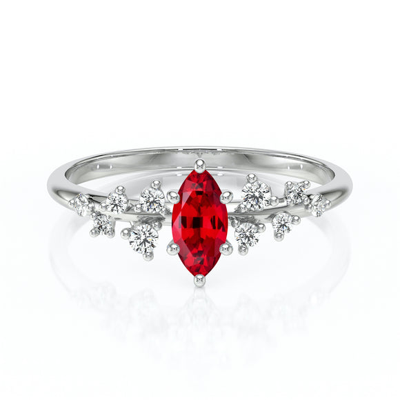 Solitaire accompagné rubis et diamant Pluie d'étoiles - 12