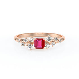 Solitaire accompagné rubis et diamant Pluie d'étoiles - 13