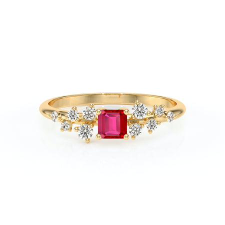 Solitaire accompagné rubis et diamant Pluie d'étoiles - 13