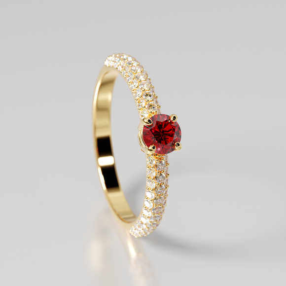 Solitaire accompagné rubis et diamant Pluie d'étoiles - 14