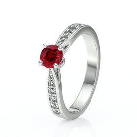 Solitaire accompagné rubis et diamant Pluie d’étoiles - 15