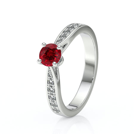 Solitaire accompagné rubis et diamant Pluie d’étoiles - 15